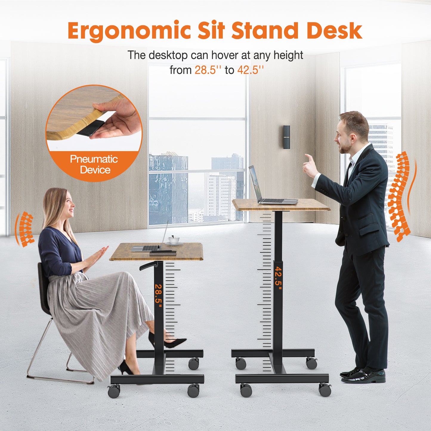 Adjustable Rolling Desk Laptop Computer Cart For Home Office Classroom Overbed Table - LaTezza Online Shop