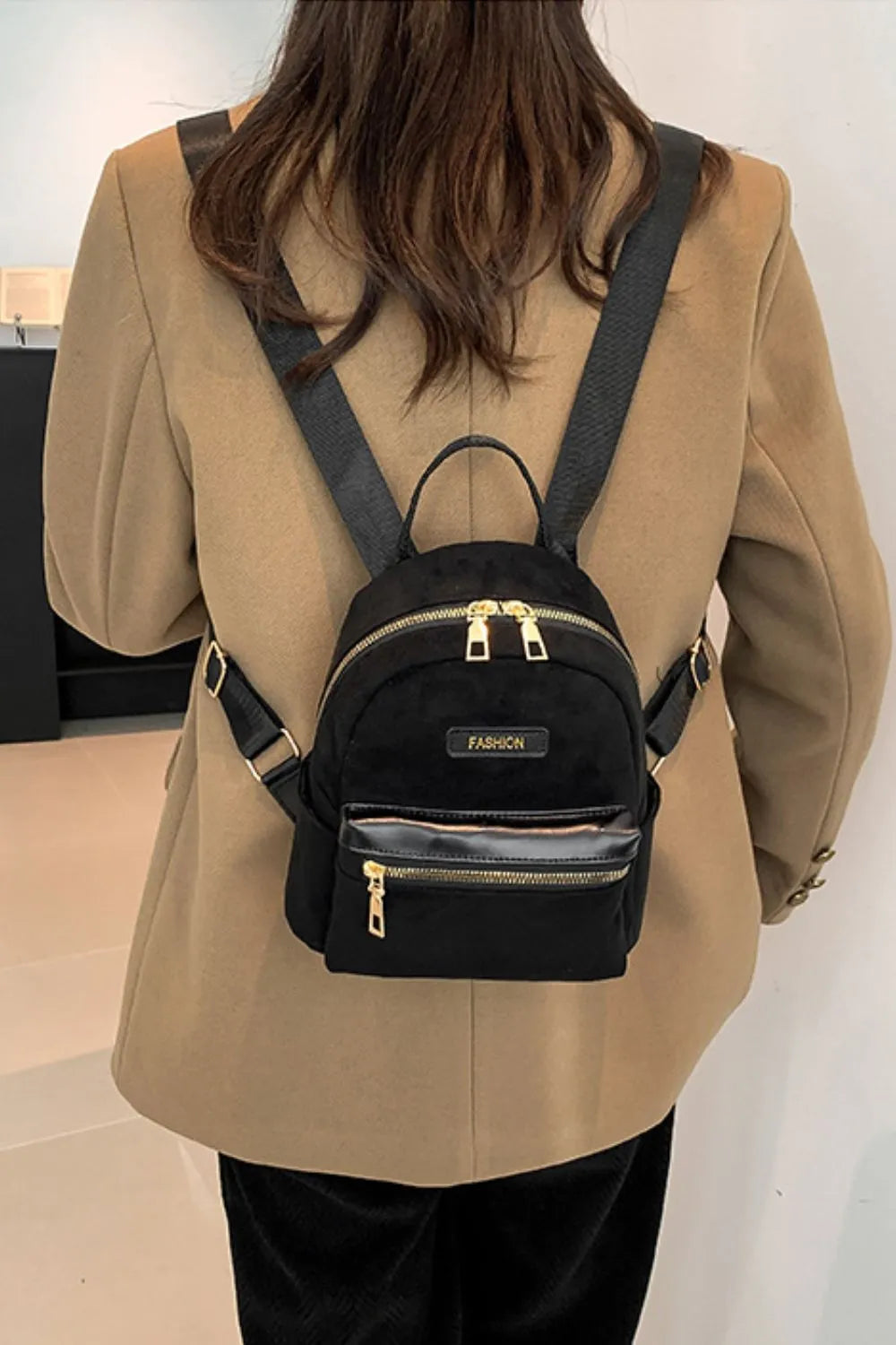 Suede Adjustable Strap Backpack Bag - LaTezza Online Shop