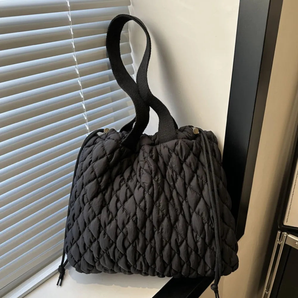 Drawstring Bubble Texture Tote Bag - LaTezza Online Shop
