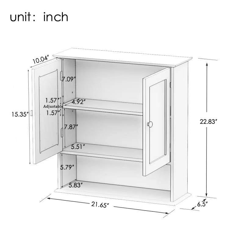 Bathroom Wall Cabinet With Double Mirror Doors And Shelves - LaTezza Online Shop