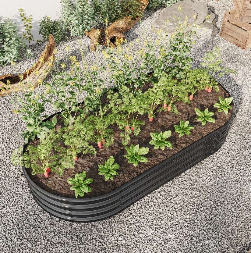 Raised Garden Bed Outdoor, Oval Metal Planter For Plants, Vegetables, Flowers - LaTezza Online Shop