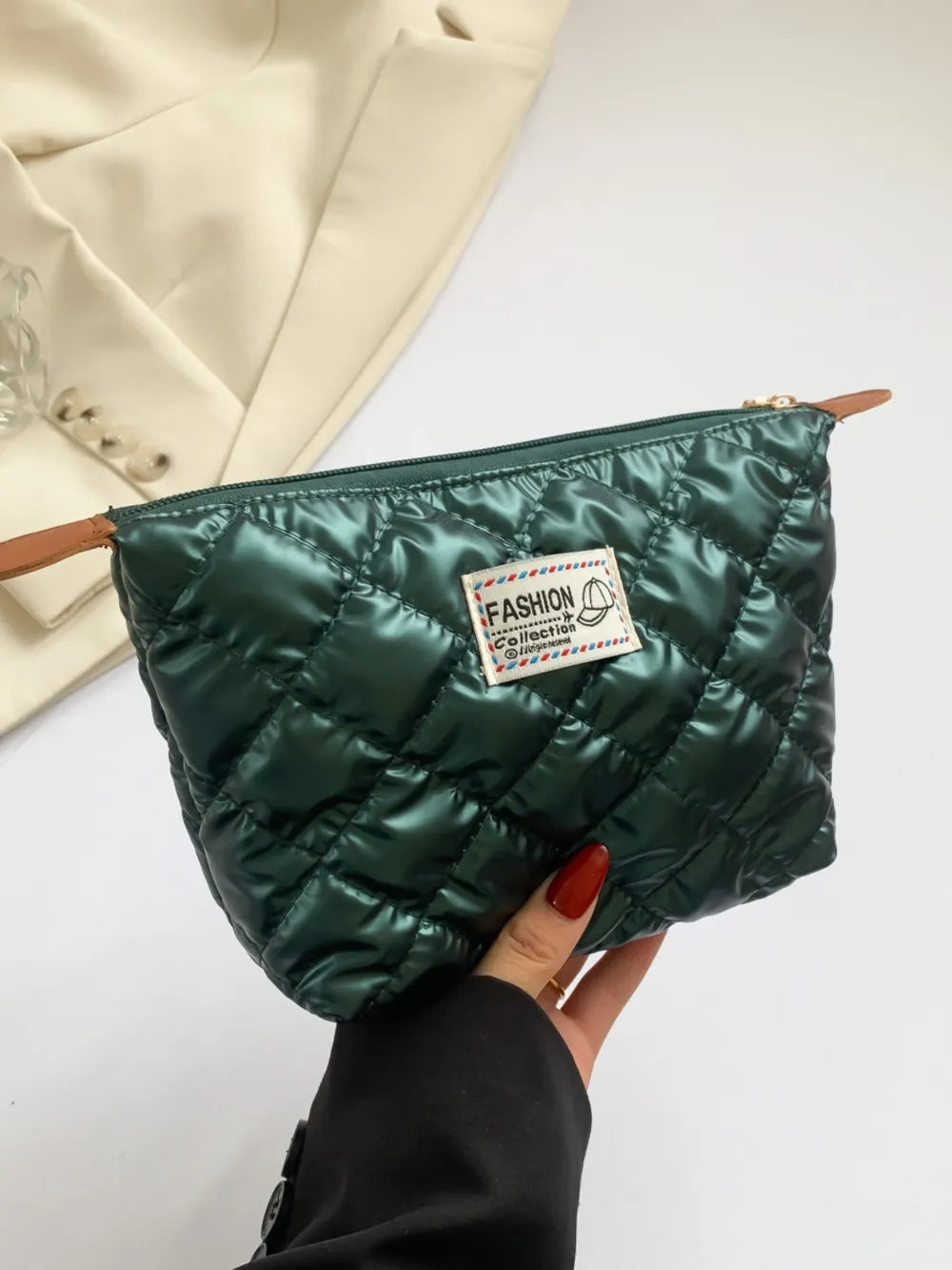 Solid Quilted Clutch with Zipper - LaTezza Online Shop