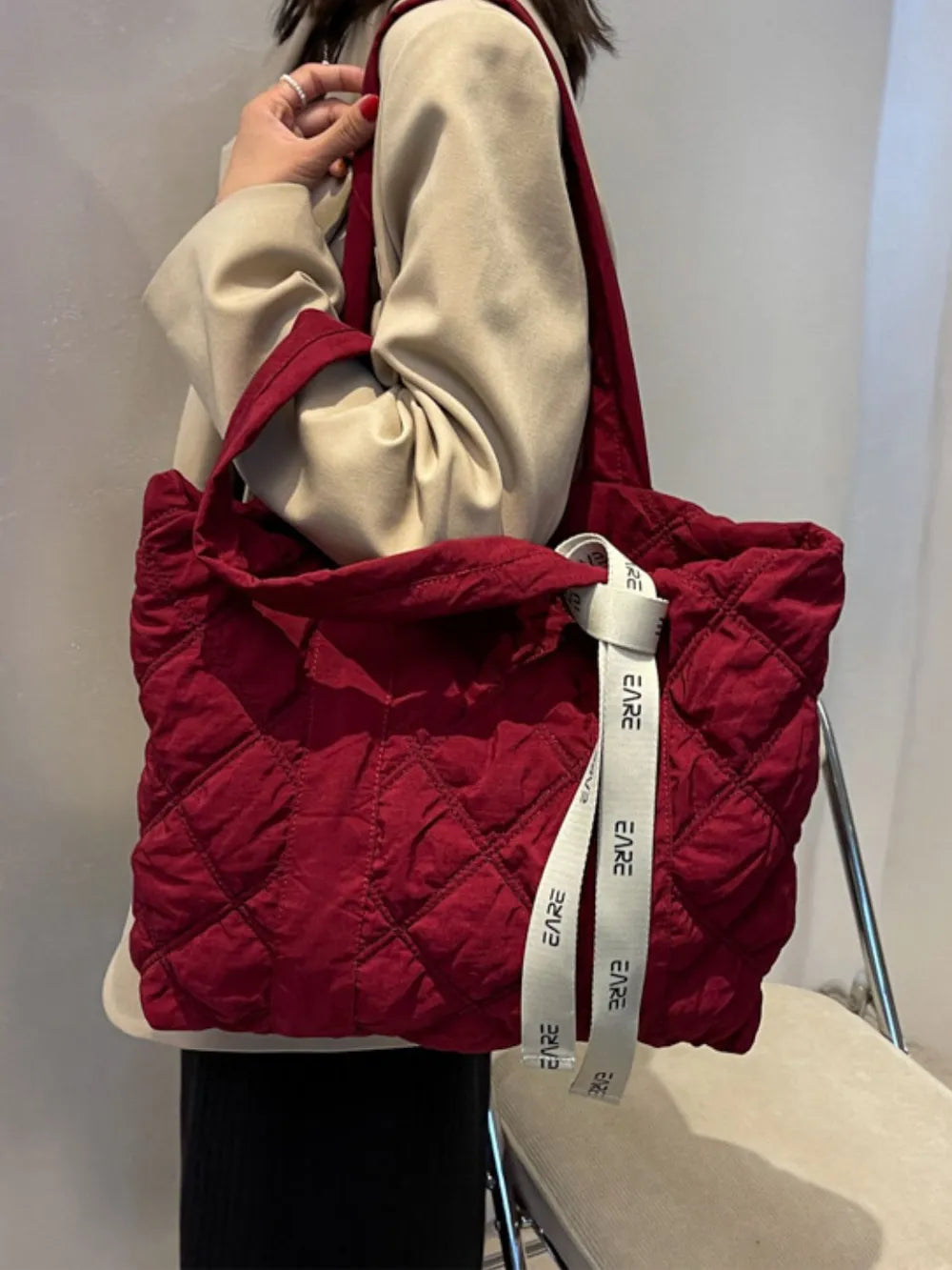 Quilted Nylon Large Tote Bag - LaTezza Online Shop