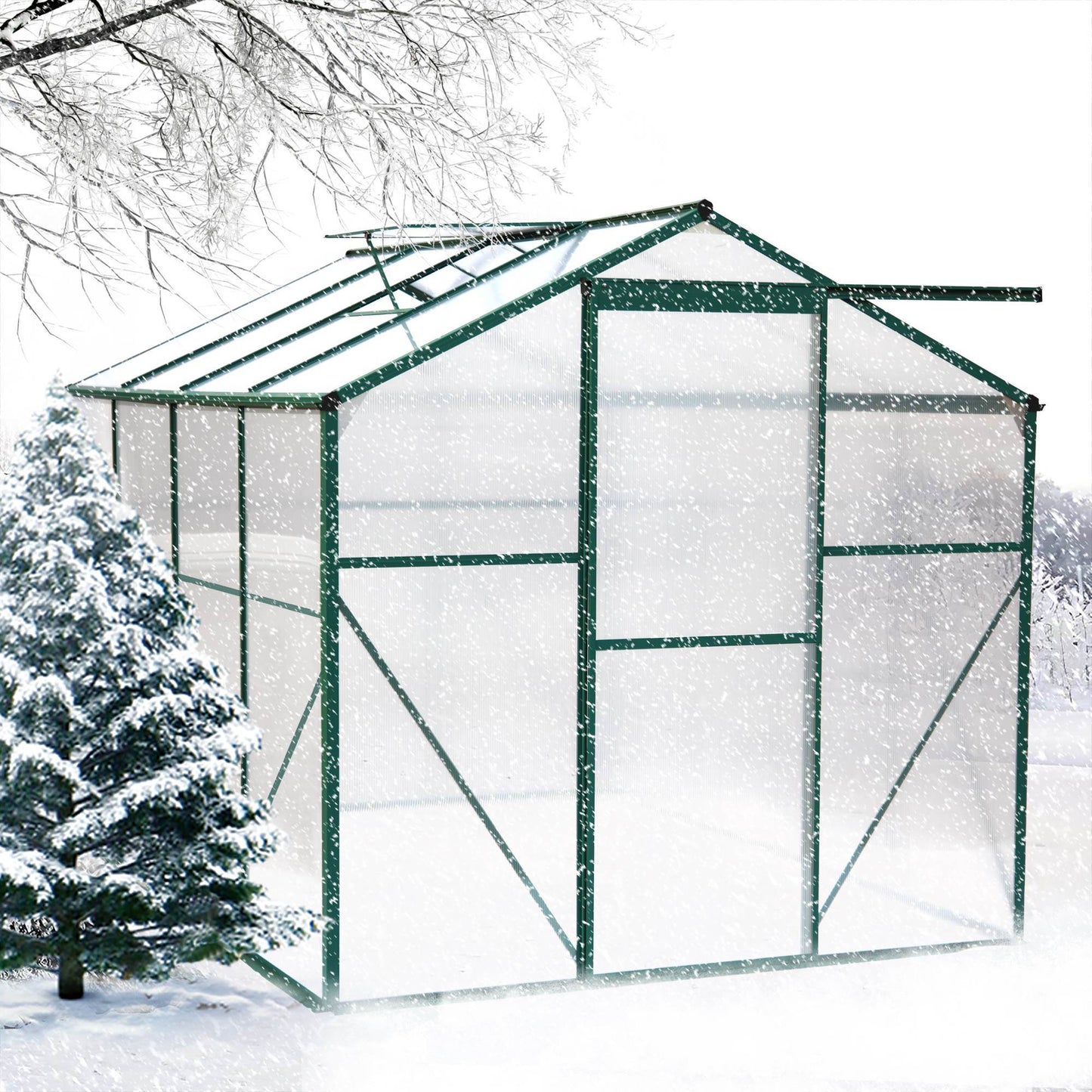 Polycarbonate Greenhouse,6X8 Ft Heavy Duty Walk-in Plant Garden Greenhouse - LaTezza Online Shop