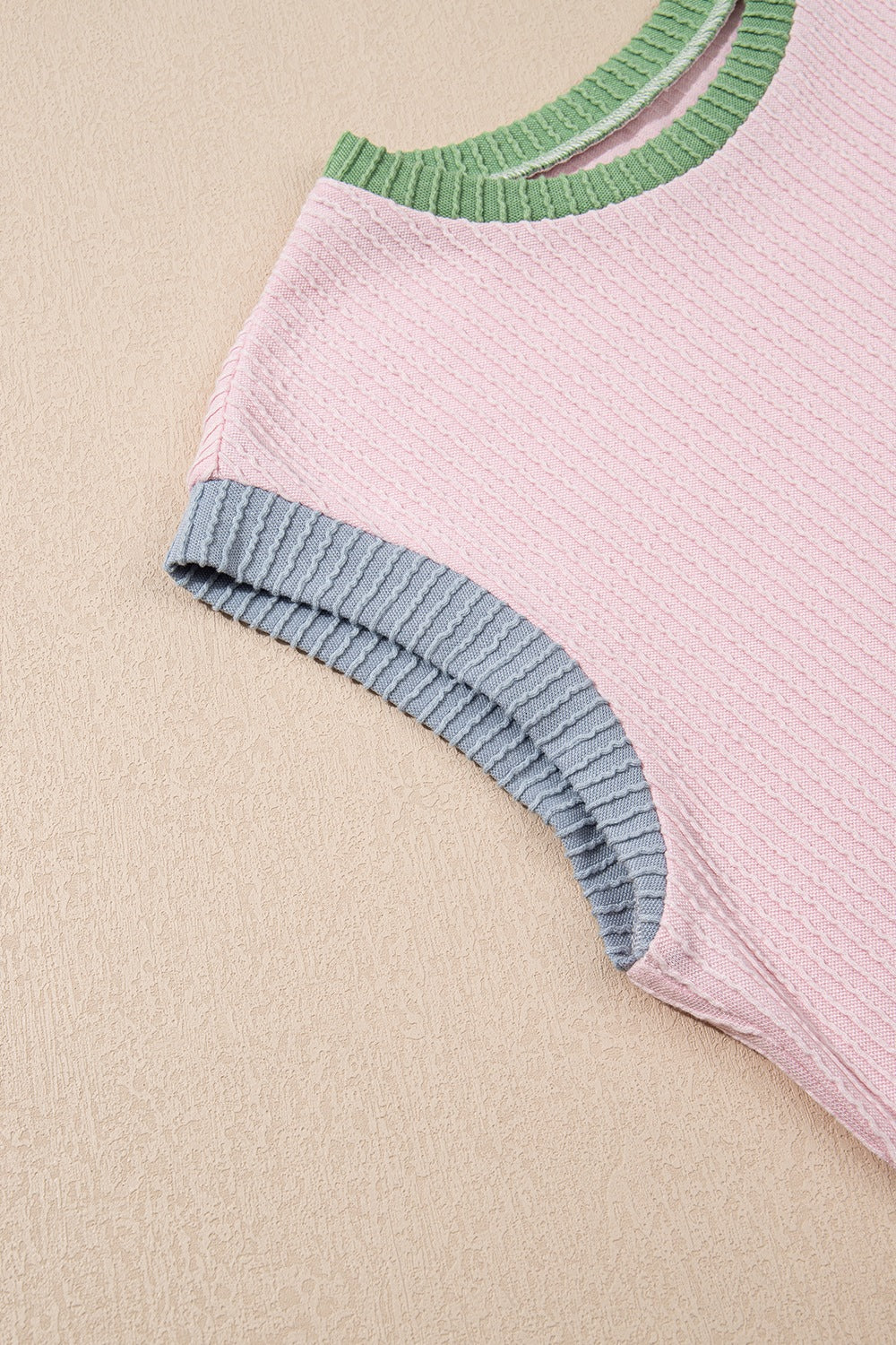Contrast Trim Round Neck Cap Sleeve Top - LaTezza Online Shop