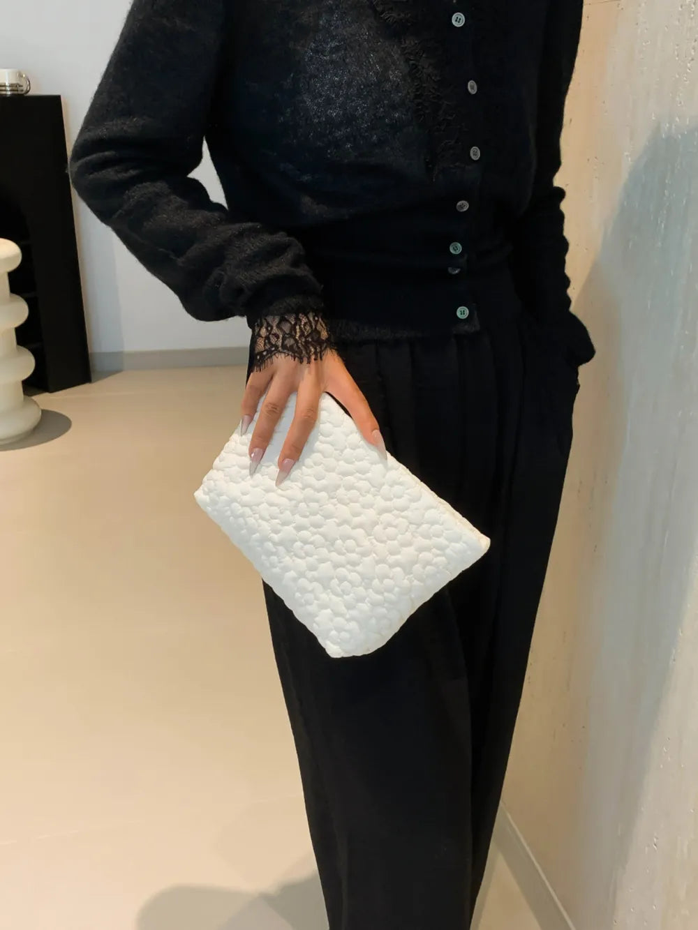 Flower Texture Polyester Clutch - LaTezza Online Shop