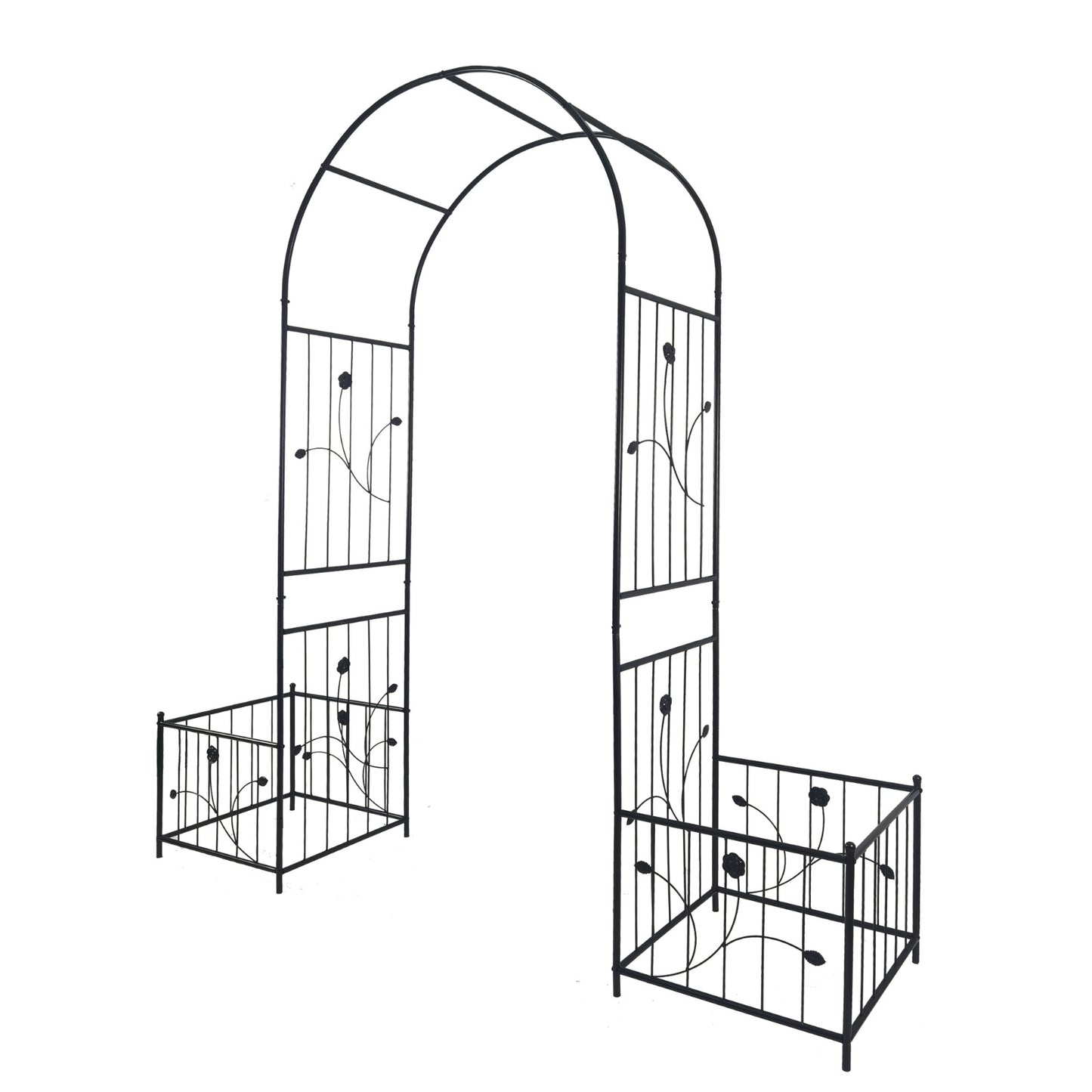 Metal Garden Arch With Plant Stands 79.5W X 86.6H Climbing Plants Rose Support - LaTezza Online Shop