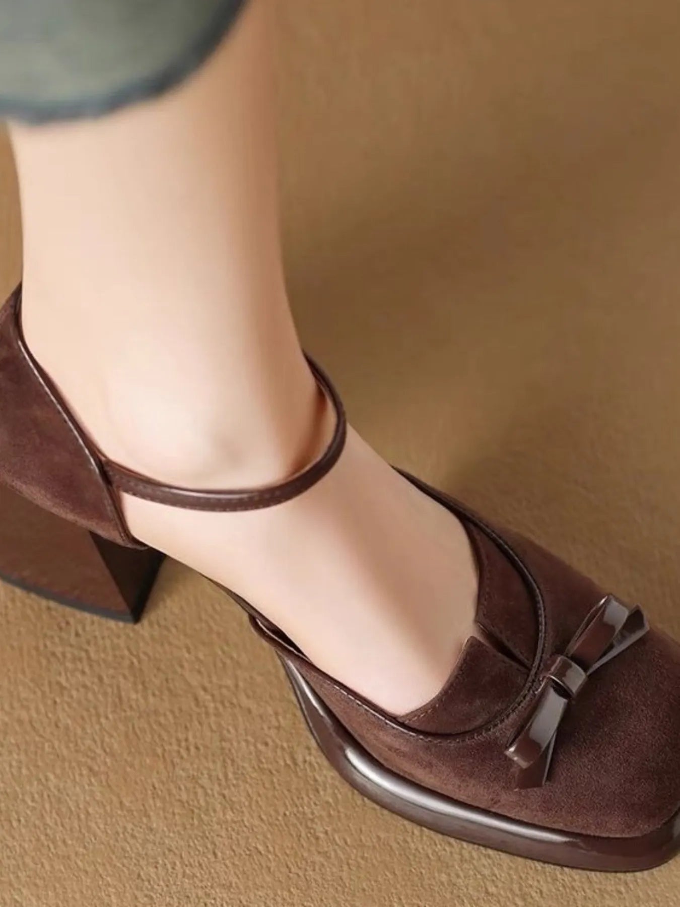 Bow Block Heel Ankle Strap Pumps - LaTezza Online Shop