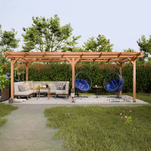 12 X 16 Outdoor Gazebo Wooden Grape Pergola For Climbing Plant Support Garden Backyard Deck Brown - LaTezza Online Shop