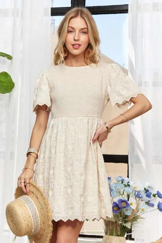 Dress ADORA Rround Neck Crinkle Babydoll Dress - LaTezza Online Shop