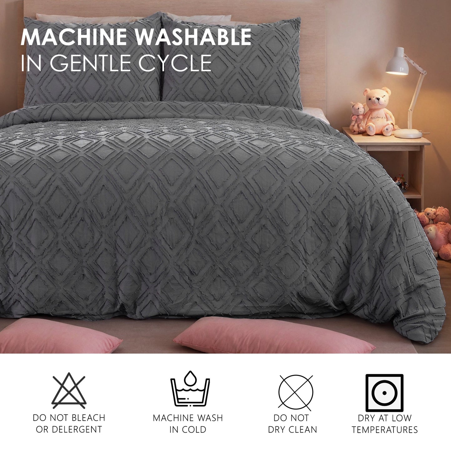 Bohemian Style Quilt Cover Set Cut Flower Tufted Three-piece Set Machine Washable