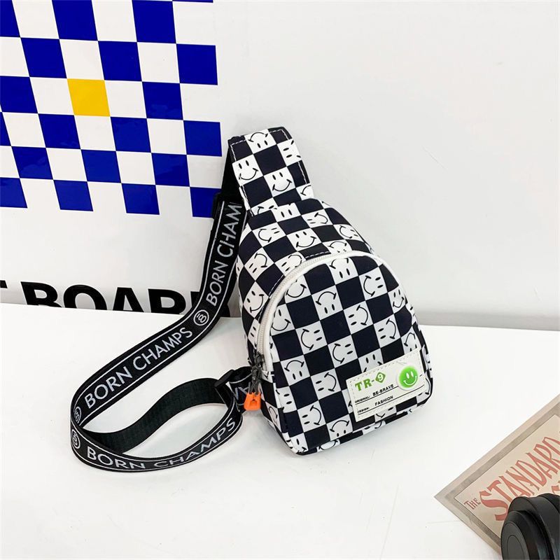 Kids Chest Bag New Plaid Contrast Color Lightweight Children's Messenger Bag Outdoor Play Cool Shoulder Bag Waist Bag - LaTezza Online Shop
