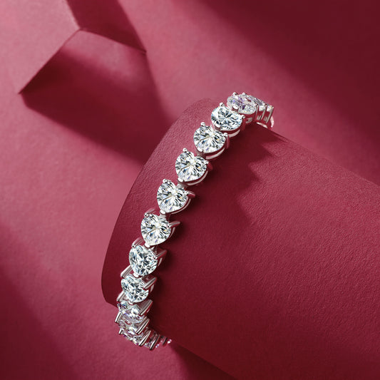24 Carat Moissanite 925 S.S. Heart Bracelet - LaTezza Online Shop