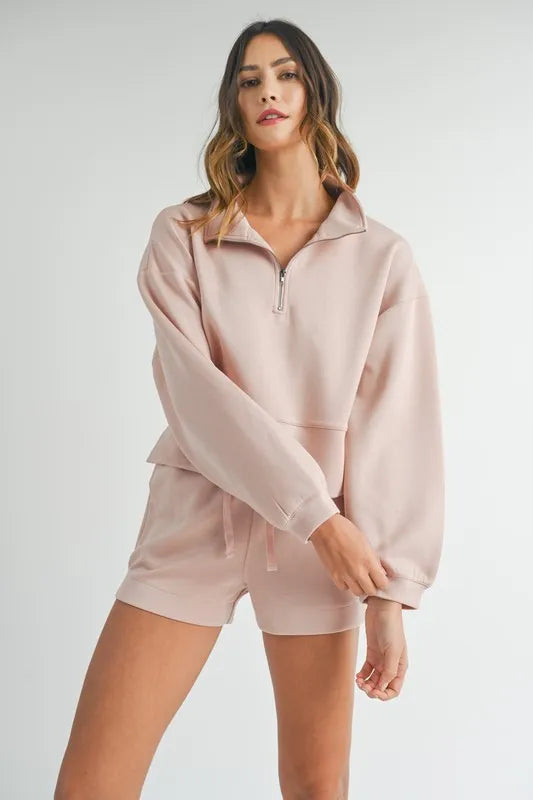 MABLE Half Zip Sweatshirt and Shorts Set - LaTezza Online Shop