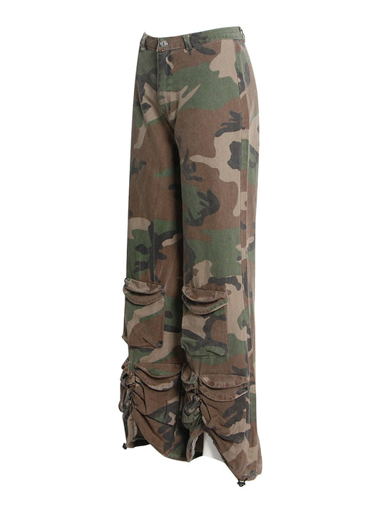 Camouflage Wide Leg Pants For Women High Waist Casual Loose Streetwear Trousers Female Autumn Clothing Fashion - LaTezza Online Shop
