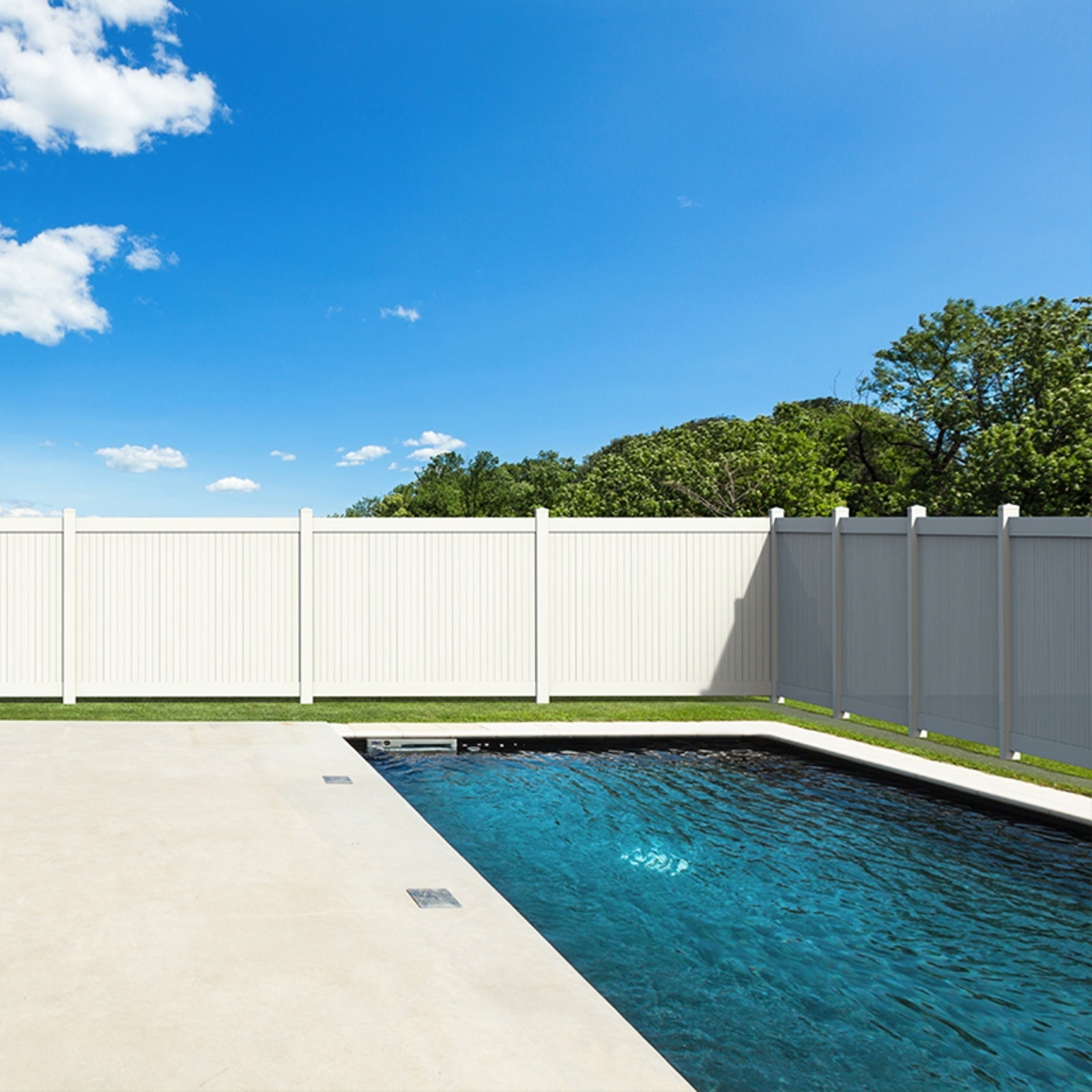 Privacy Fence Panels 6ft.H X 6ft.W WHITE Vinyl Full Set Of 2 Pcs - LaTezza Online Shop