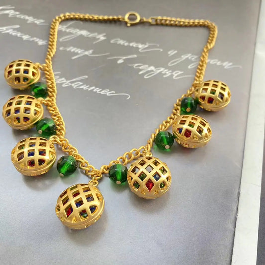 vintage fragrance classic glass bird cage Pearl necklace earrings retro atmosphere - LaTezza Online Shop