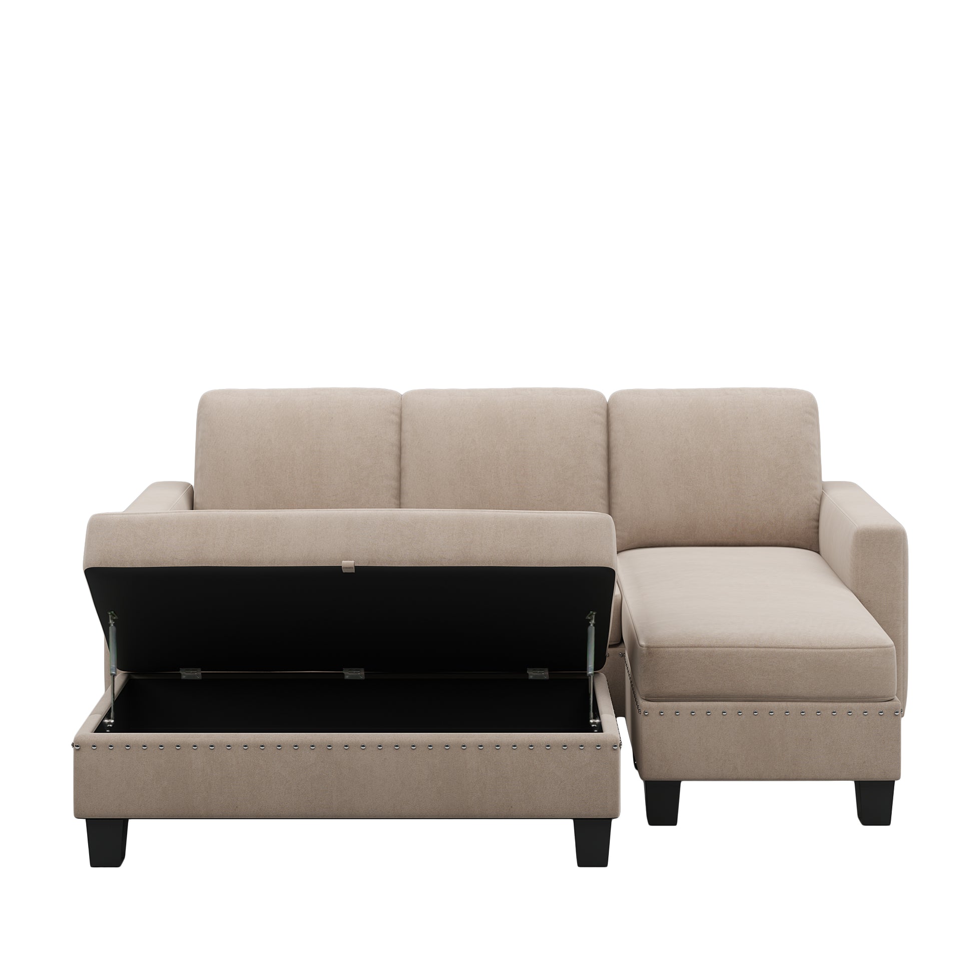 81" Reversible Sectional Couch with Storage Chaise L-Shaped Sofa for Apartment Sectional Set Warm Grey - LaTezza Online Shop