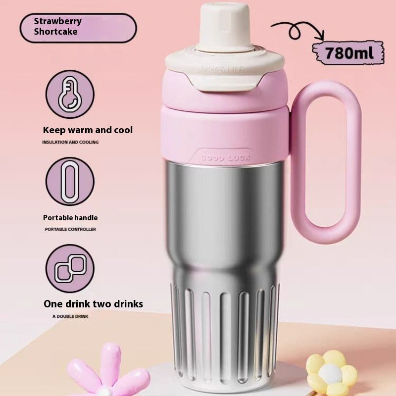 780ml Gradient Double Drink Thermal Cup Stainless Steel With Lid Coffee Cup Thermos Large Capacity Straw Cup For Male And Female - LaTezza Online Shop