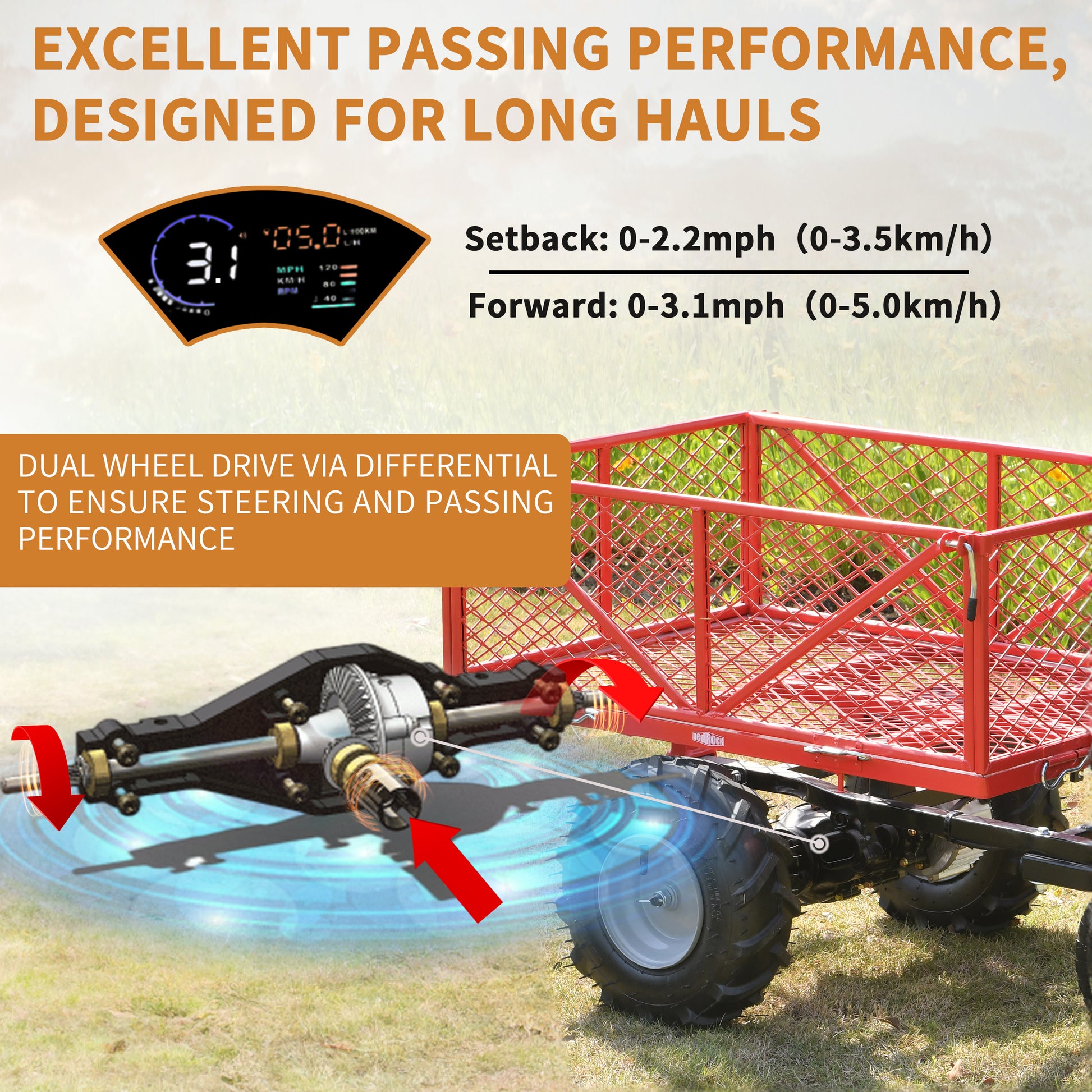Wheelbarrow Utility Cart Electric Powered Cart 48V28Ah 500W Capacity 500lbs (230kg) Material Hauler 1000lbs Towing - LaTezza Online Shop