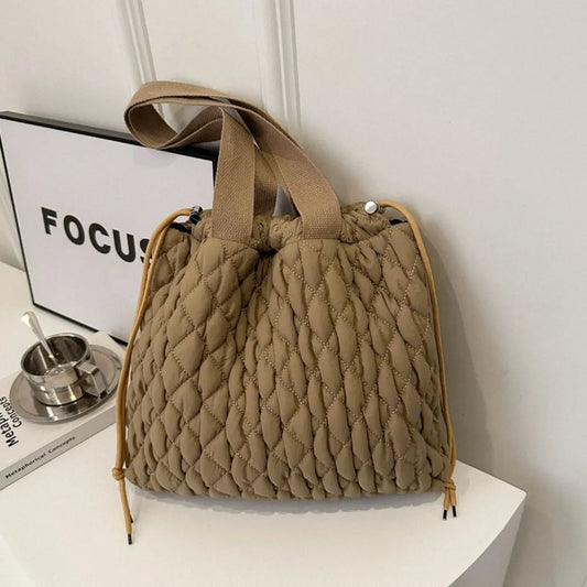 Drawstring Bubble Texture Tote Bag - LaTezza Online Shop
