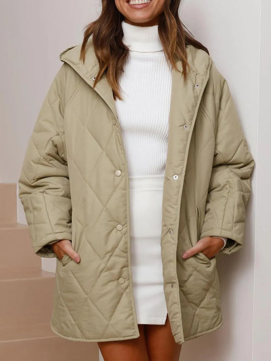 Slit Snap Down Long Sleeve Hooded Jacket - LaTezza Online Shop
