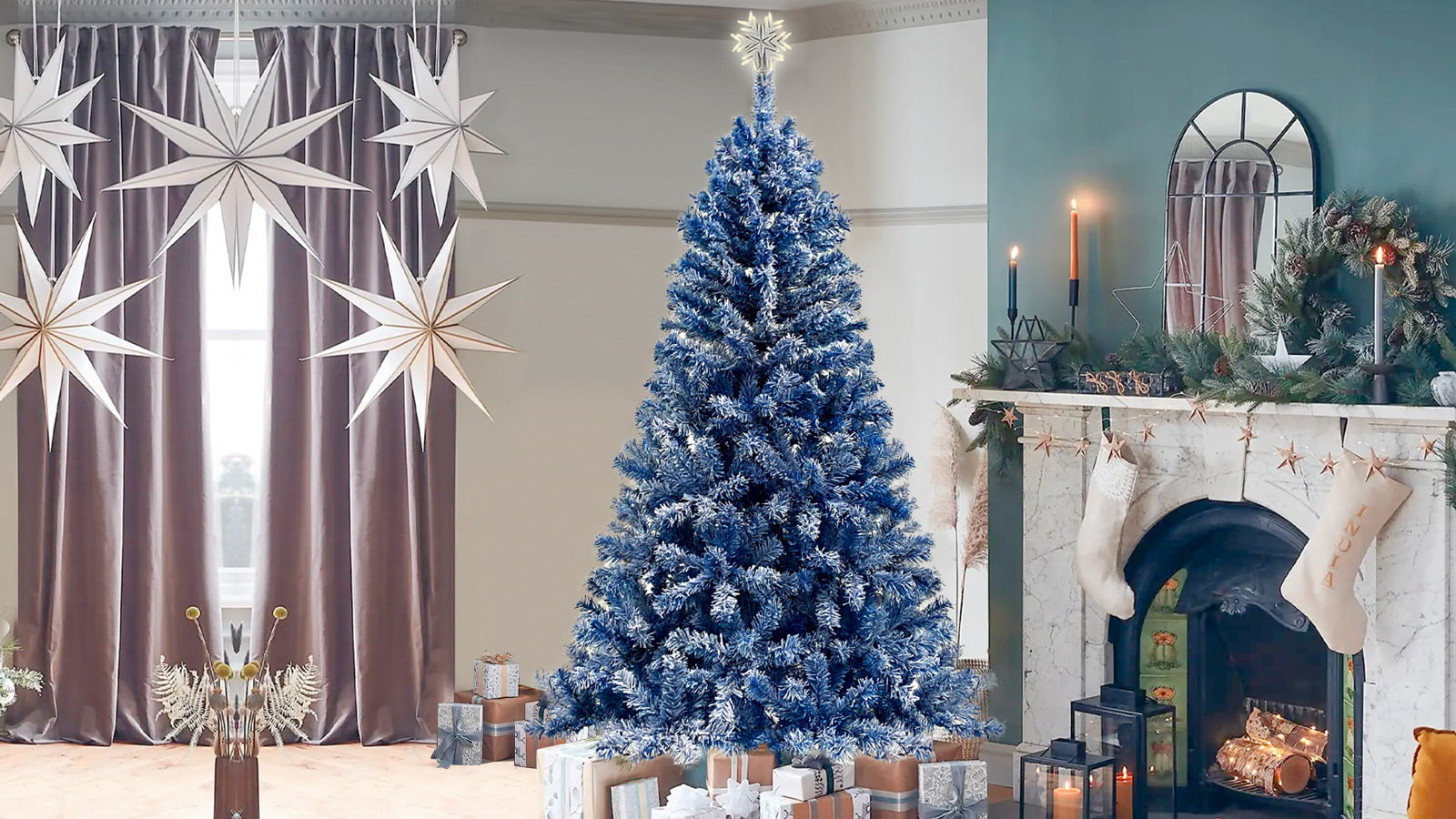 6FT pre ignited hinge chain artificial fir Christmas tree with snowflake - LaTezza Online Shop