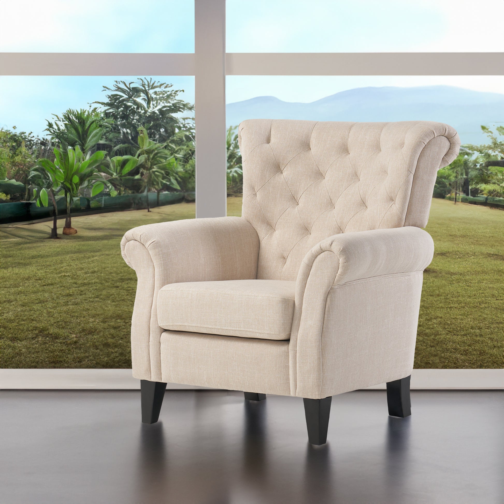 Springfield Tufted Armchair for Living Room, Light Beige - LaTezza Online Shop