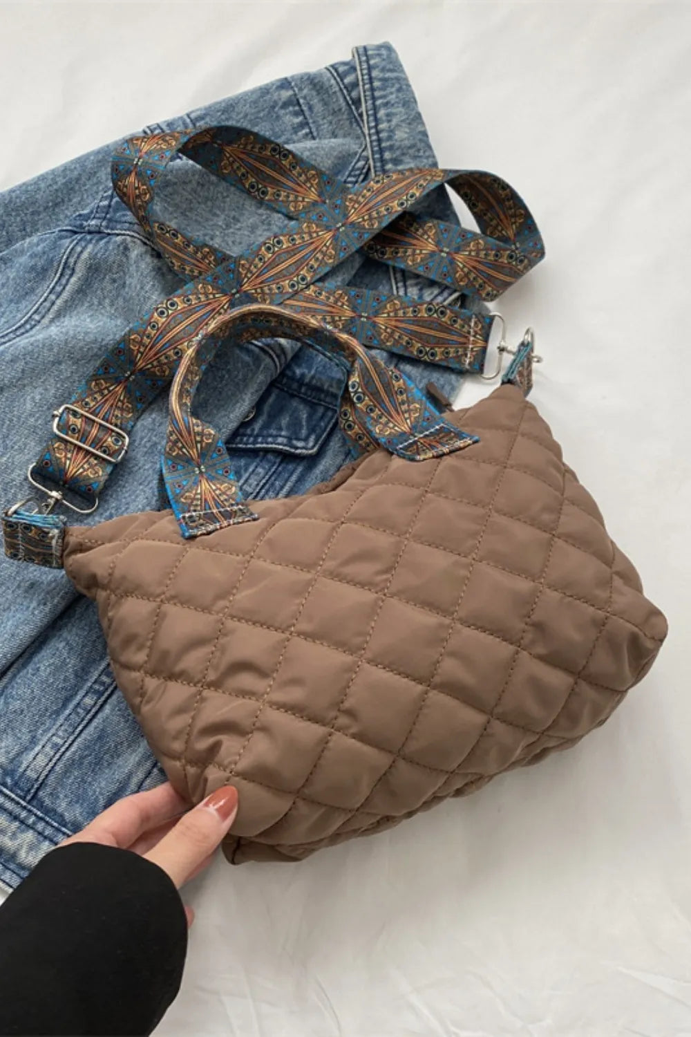 Crossbody Bag Bubble Textured Printed Strap Handbag - LaTezza Online Shop