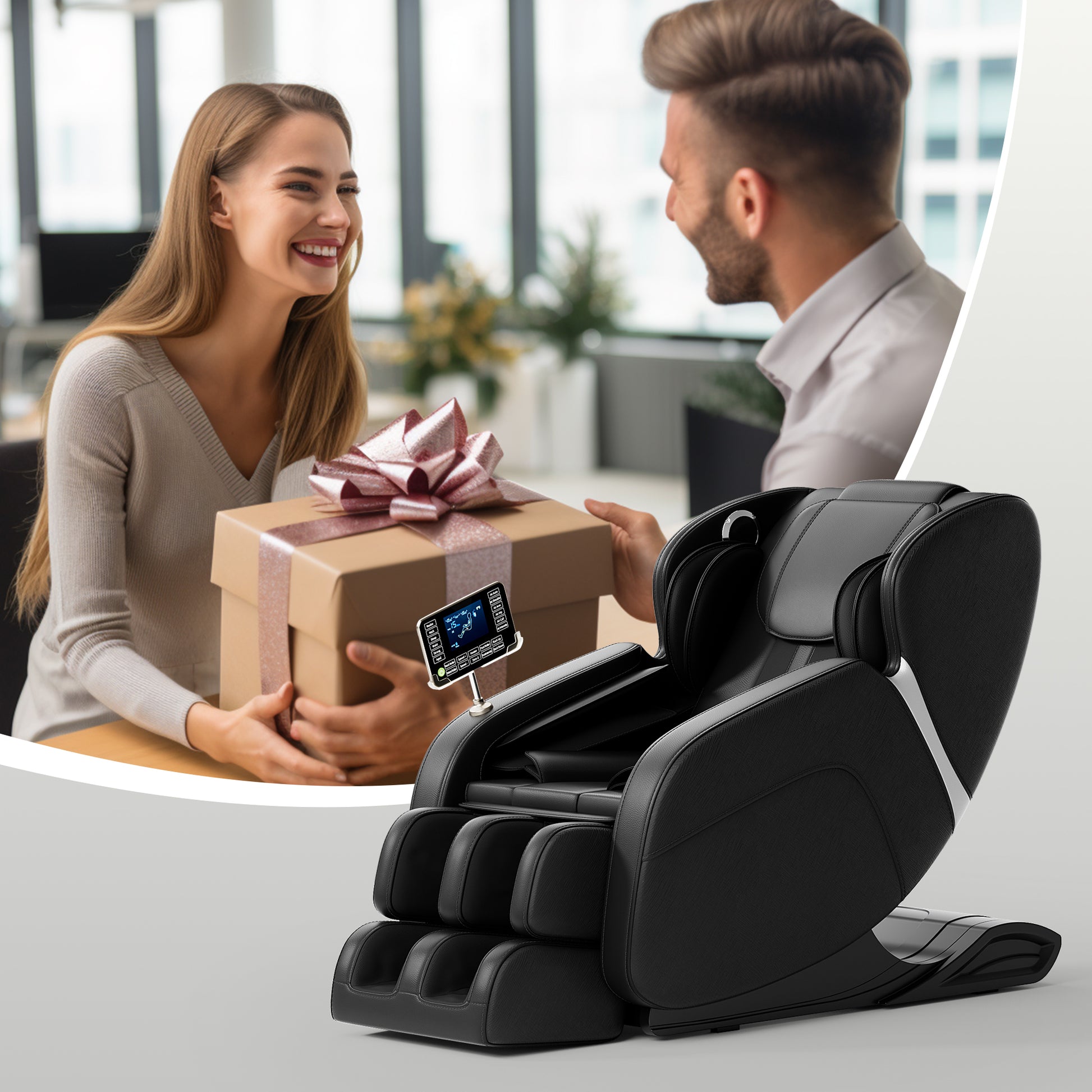 Full body deep tissue massage chair, foot massage, 8 fixed massage rollers, touch screen suitable for 5.1-5.75 feet high (black) - LaTezza Online Shop