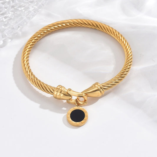 Versatile fashion Roman numeral pendant Twists bracelet stainless steel women's bracelet - LaTezza Online Shop