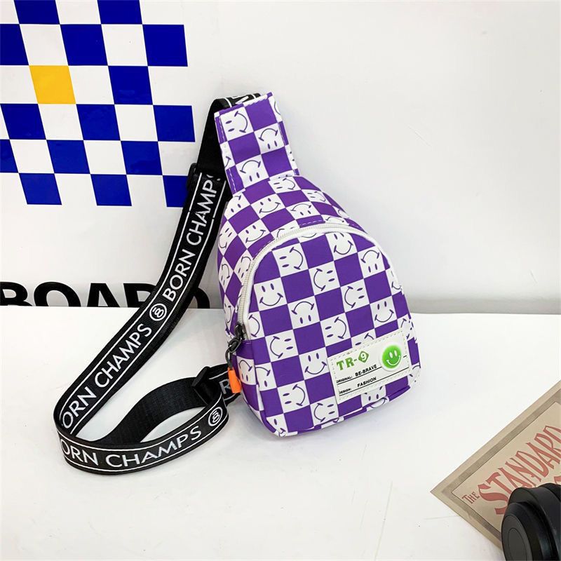 Kids Chest Bag New Plaid Contrast Color Lightweight Children's Messenger Bag Outdoor Play Cool Shoulder Bag Waist Bag - LaTezza Online Shop