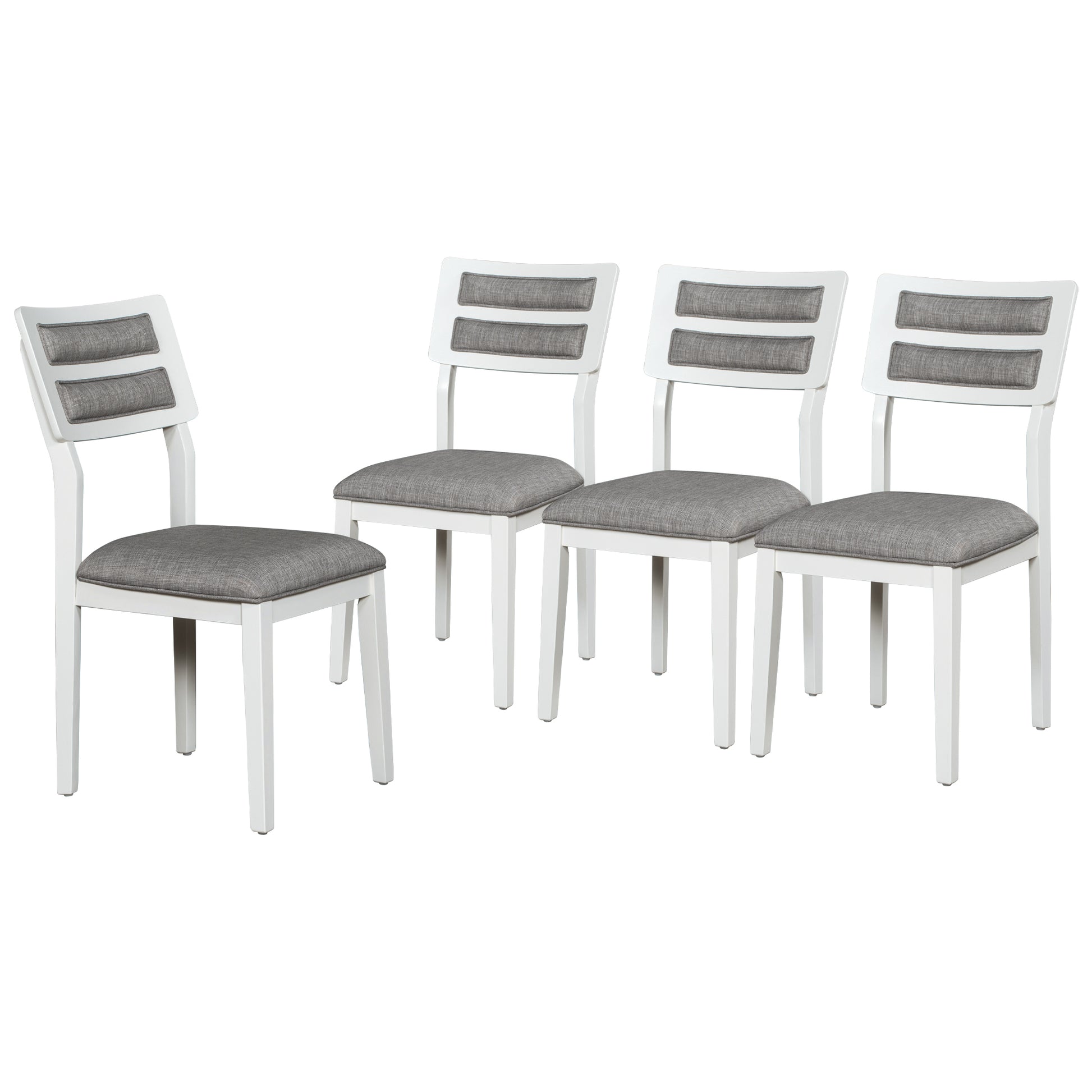 TREXM Classic and Traditional Style 6 - Piece Dining Set, Includes Dining Table  4 Upholstered Chairs & Bench (White+Gray) - LaTezza Online Shop