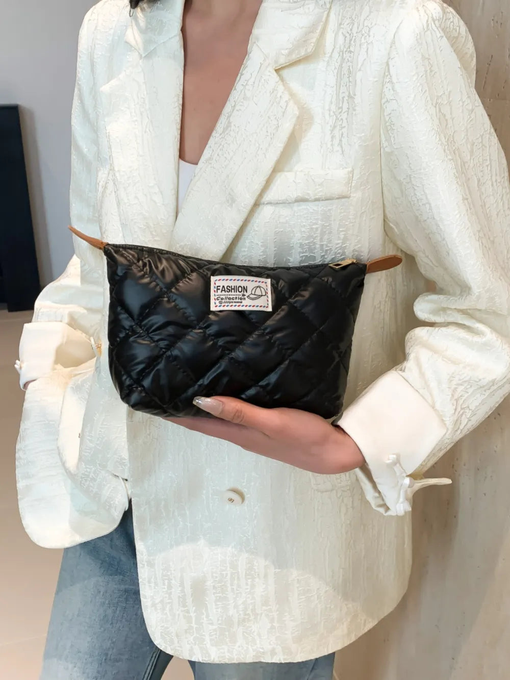 Solid Quilted Clutch with Zipper - LaTezza Online Shop