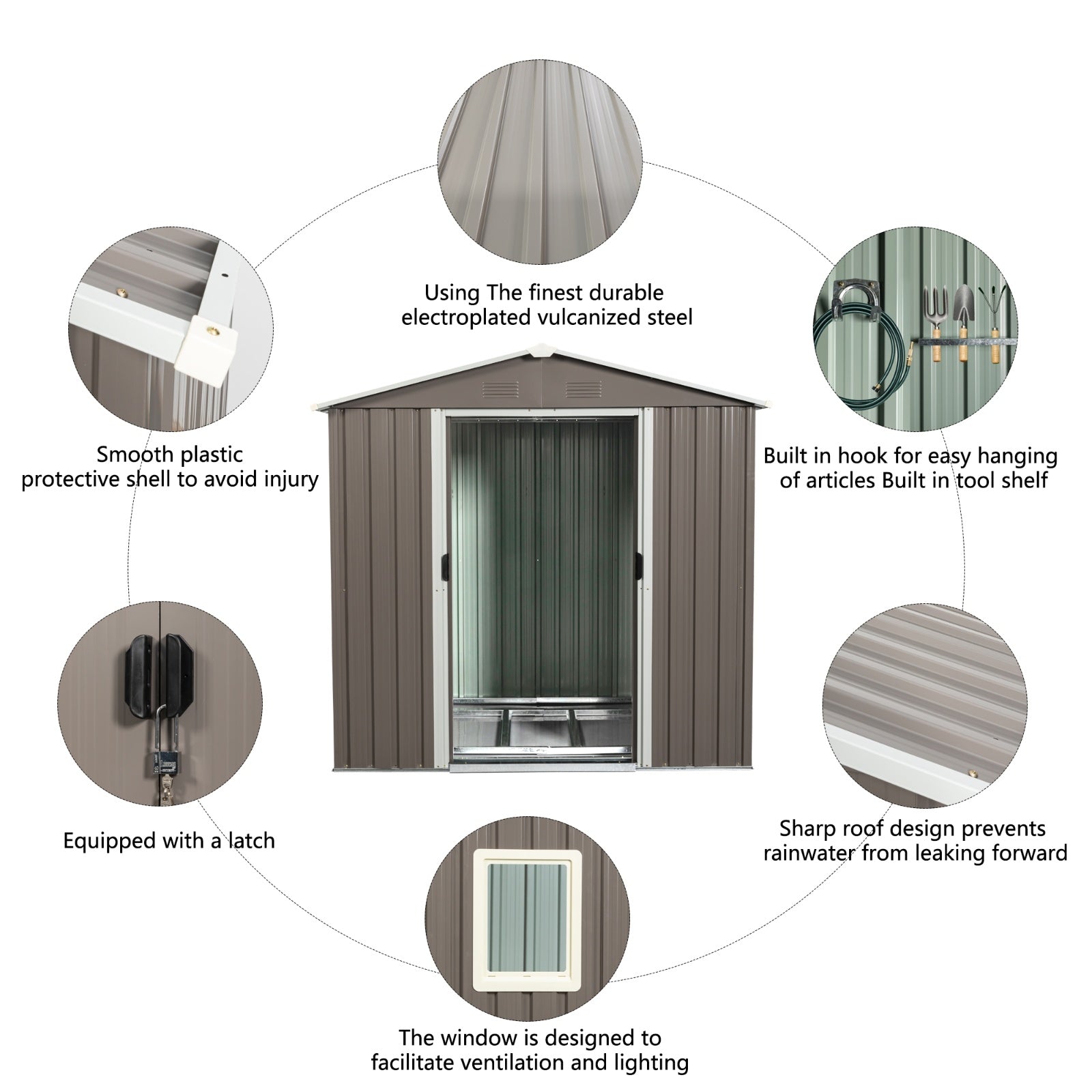 6ft X 5ft Outdoor Metal Storage Shed Gray With Window - LaTezza Online Shop
