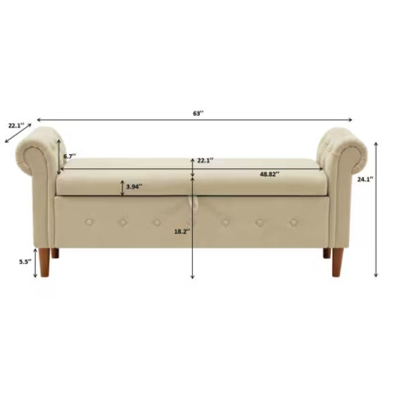 Beige Multifunctional Storage Rectangular Sofa Stool - LaTezza Online Shop
