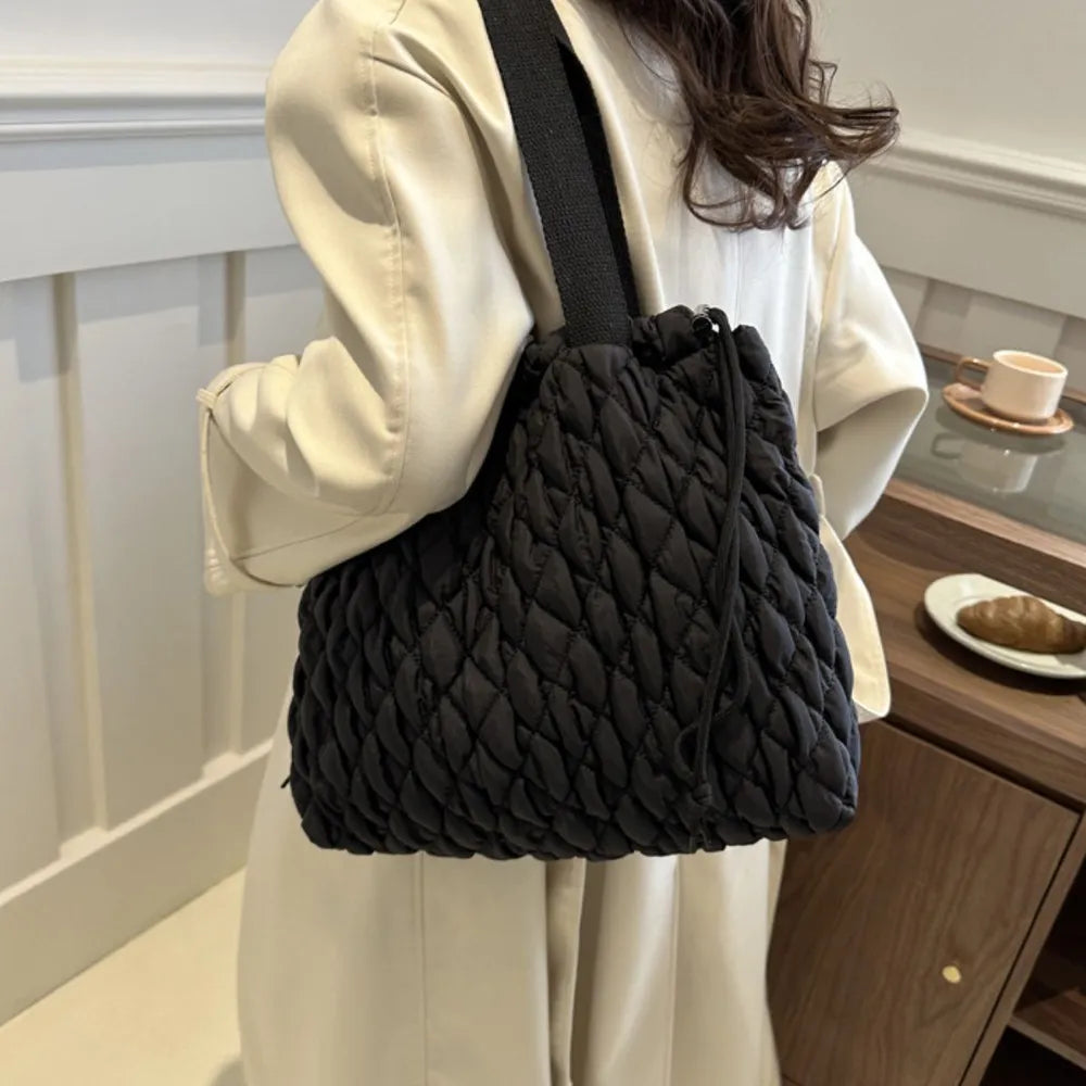 Drawstring Bubble Texture Tote Bag - LaTezza Online Shop