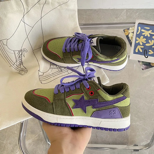 Contrast Star Lace Up Athletic Sneakers - LaTezza Online Shop