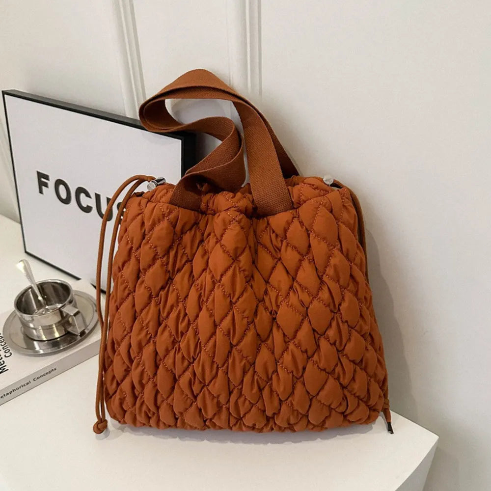 Drawstring Bubble Texture Tote Bag - LaTezza Online Shop