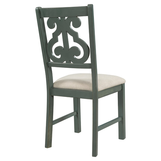 TREXM 5-Piece Round Dining Set With Fabric Chairs & Special-shaped Legs - LaTezza Online Shop