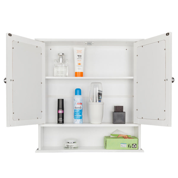 White Painted Surface Density Board, Double Mirror Door, Bathroom Cabinet