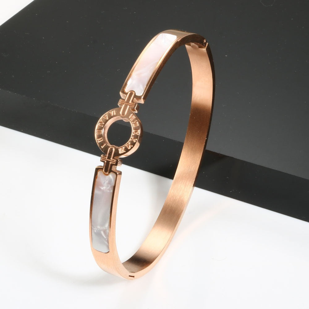 White Shell Roman Numeral Bangles & Bracelet - LaTezza Online Shop