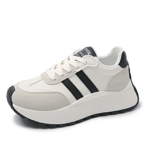Side Striped Lace Up Platform Athletic Sneakers - LaTezza Online Shop