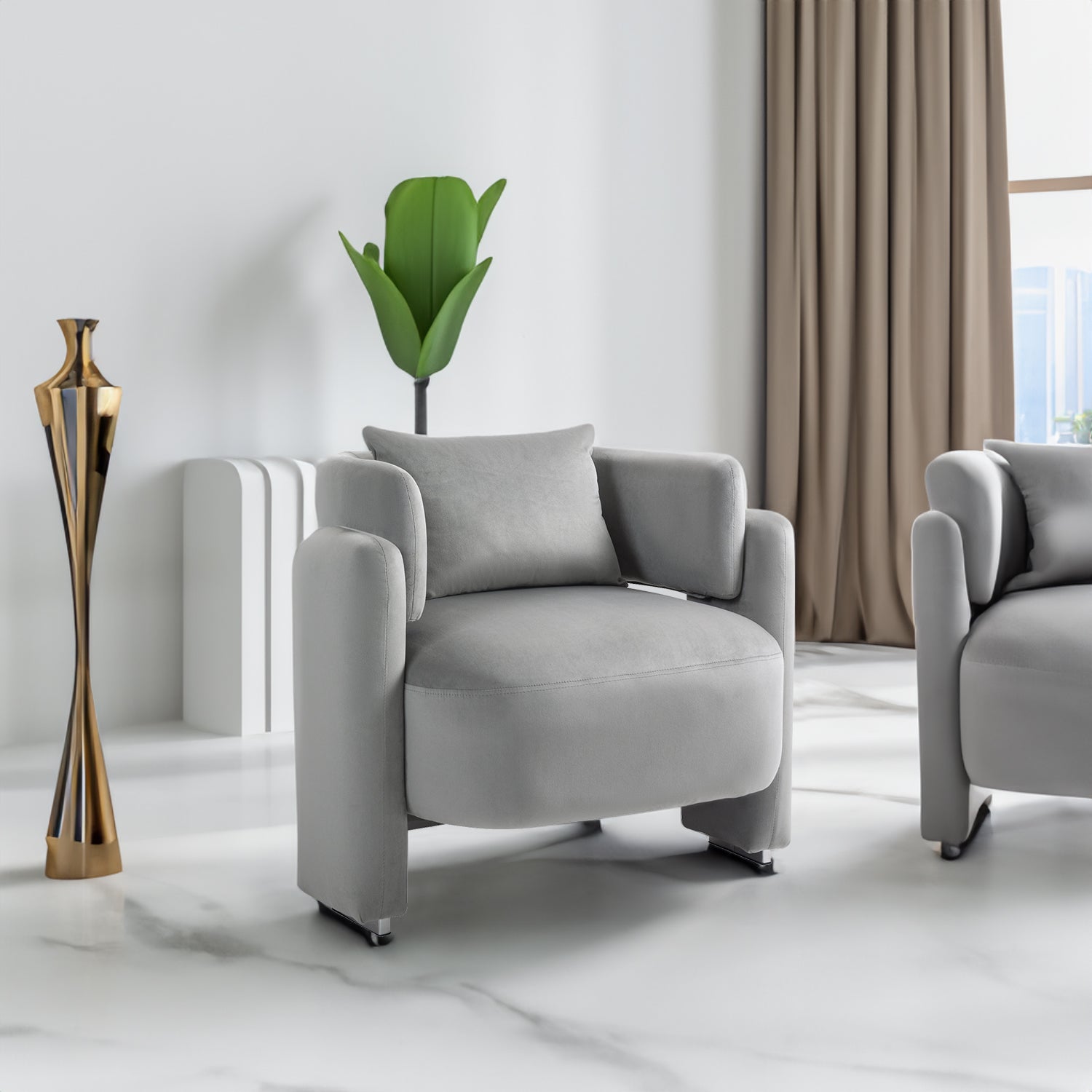Modern design velvet lounge chair,single sofa with pillows for living room,bedroom(GREY) - LaTezza Online Shop