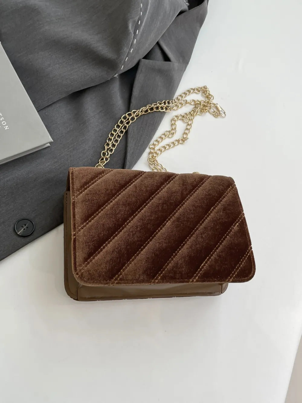 Solid Color Chain Shoulder Bag - LaTezza Online Shop