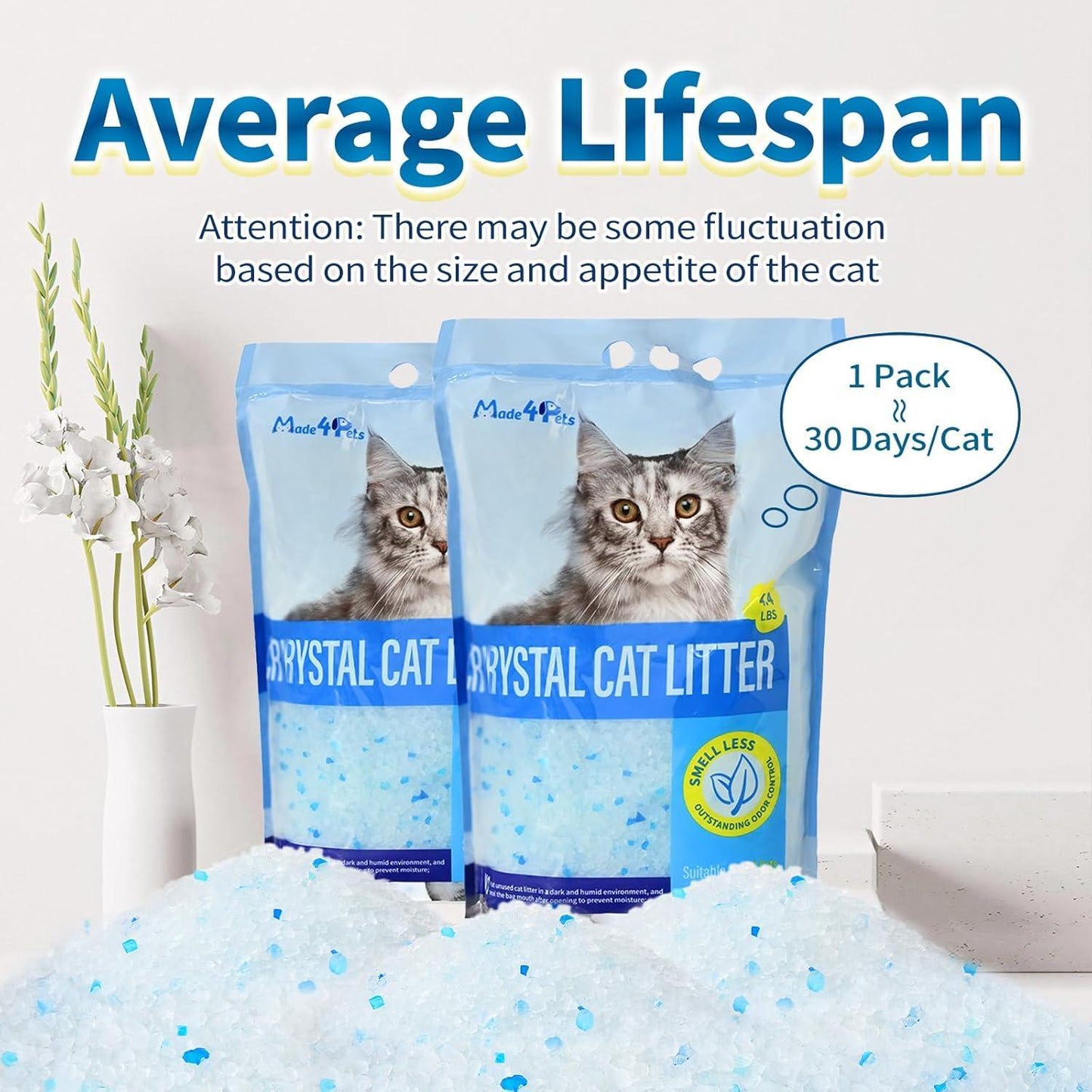 Crystal Cat Litter For Pets No Caking Odor Control Light Weight Low Dust