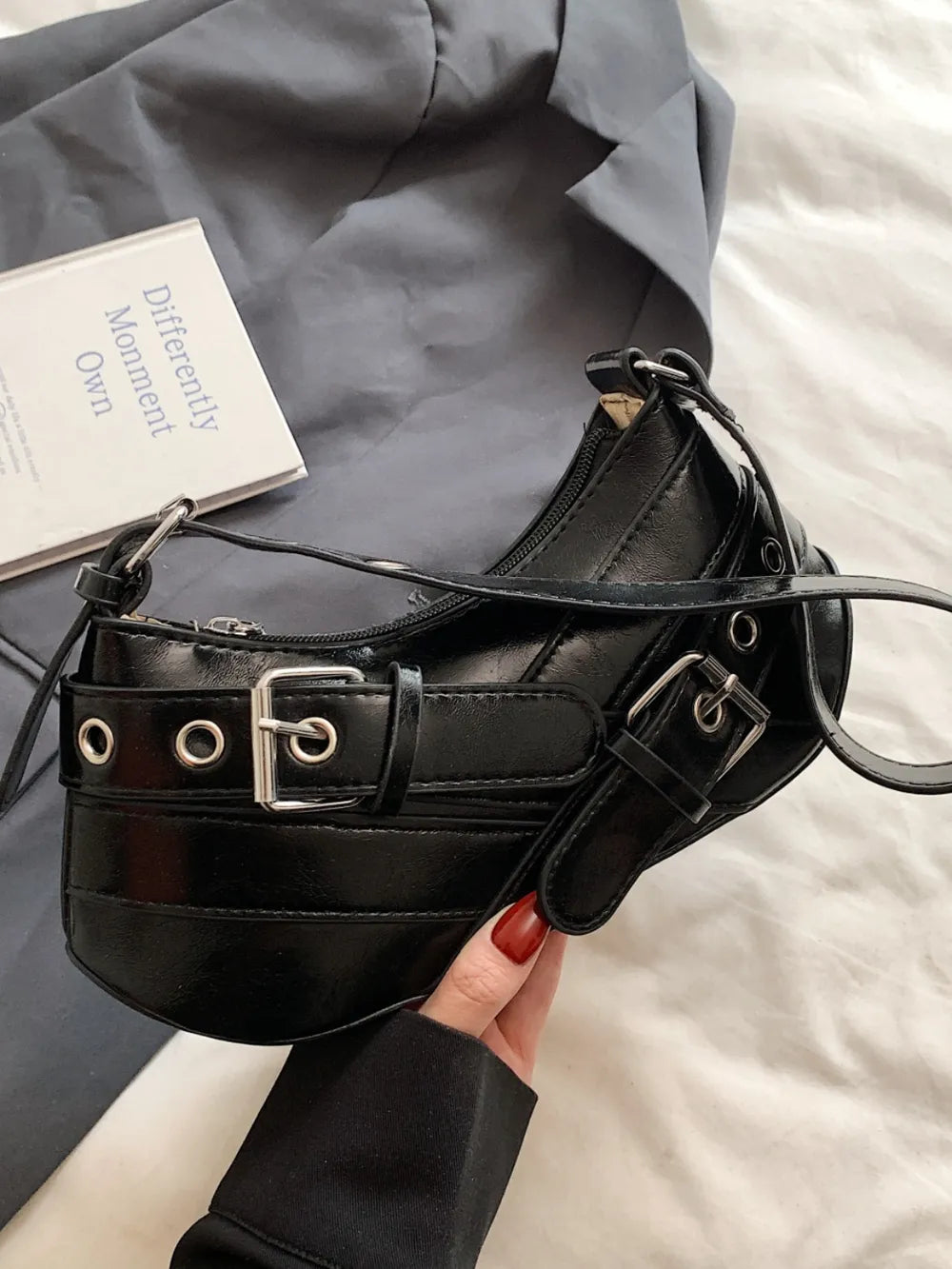PU Leather Buckle Shoulder Bag - LaTezza Online Shop