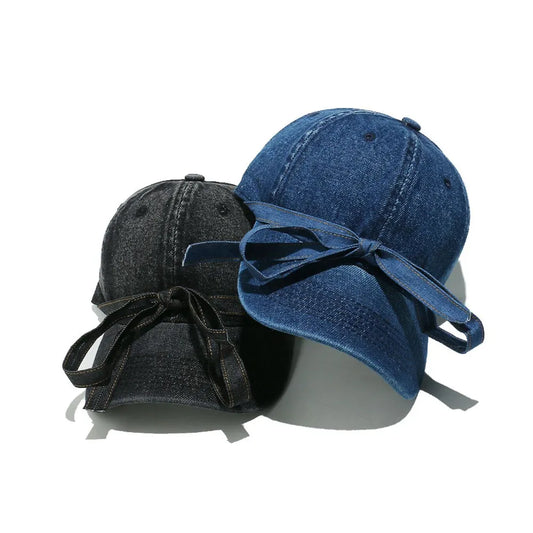 Washed Bow Denim Baseball Cap - LaTezza Online Shop