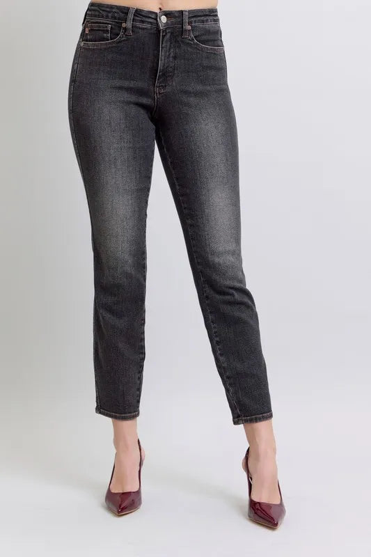 Judy Blue Full Size Mid Rise Tummy Control Slim Jeans Plus Size - LaTezza Online Shop