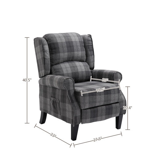 Vintage Armchair Sofa Comfortable Upholstered Leisure Chair  Recliner Chair For Living Room Grey Check - LaTezza Online Shop